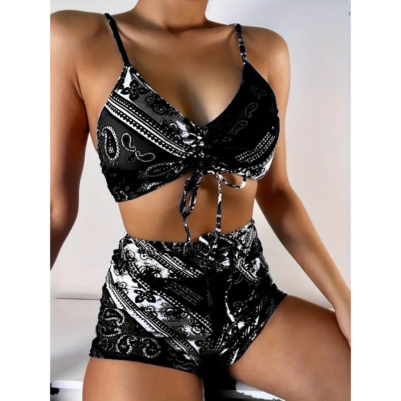 Wholesale Polyester Digital Printed Split Bikini